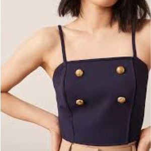 Eva Franco Ponte Trench Blouse - Navy from Anthropologie like new